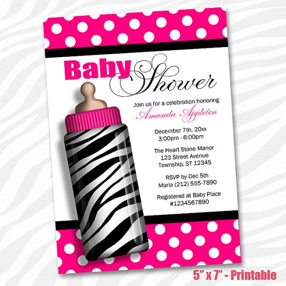 Free Printable Zebra Baby Shower Invitations