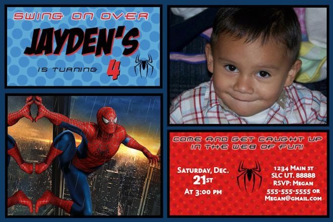Free Spiderman Photo Invitations