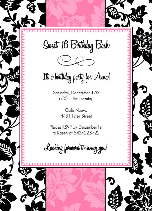 Free Sweet Sixteen Invitation Templates