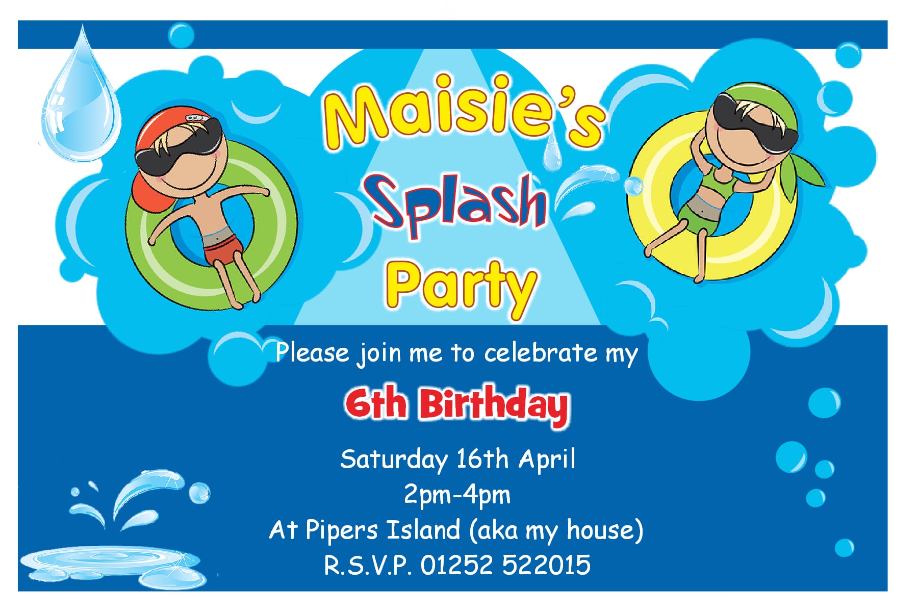 Free Swimming Birthday Party Invitation Template
