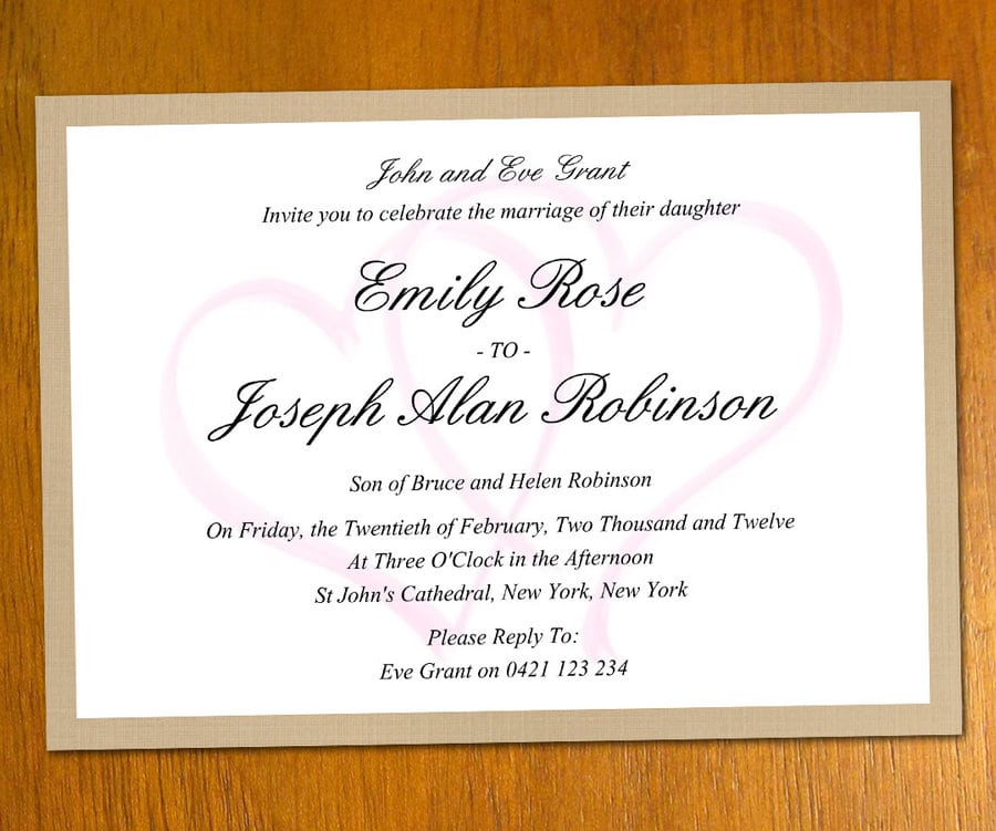 Free Wedding Invitation Samples By Mail