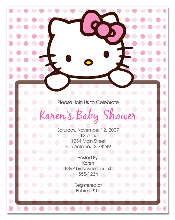 Hello Kitty Baby Shower Invitations Free Hello Kitty Baby Shower Invitations Free