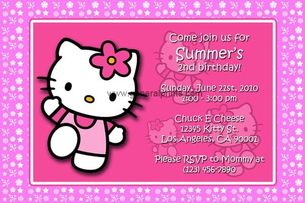 Hello Kitty Party Invitations Free Download