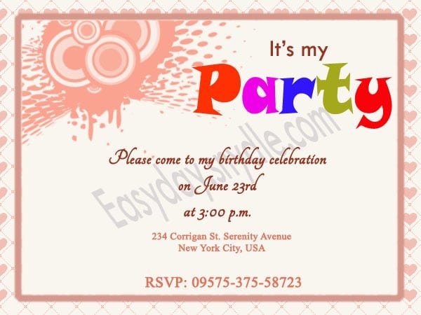 Invitation Samples For Birthday Party