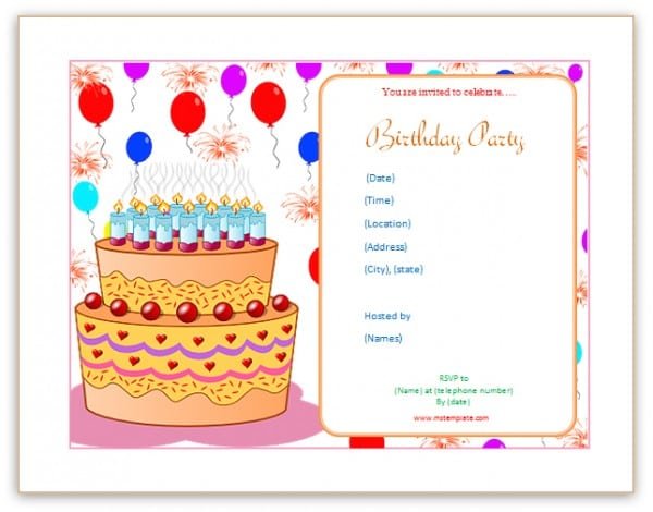 Invitation Template For Birthday Party