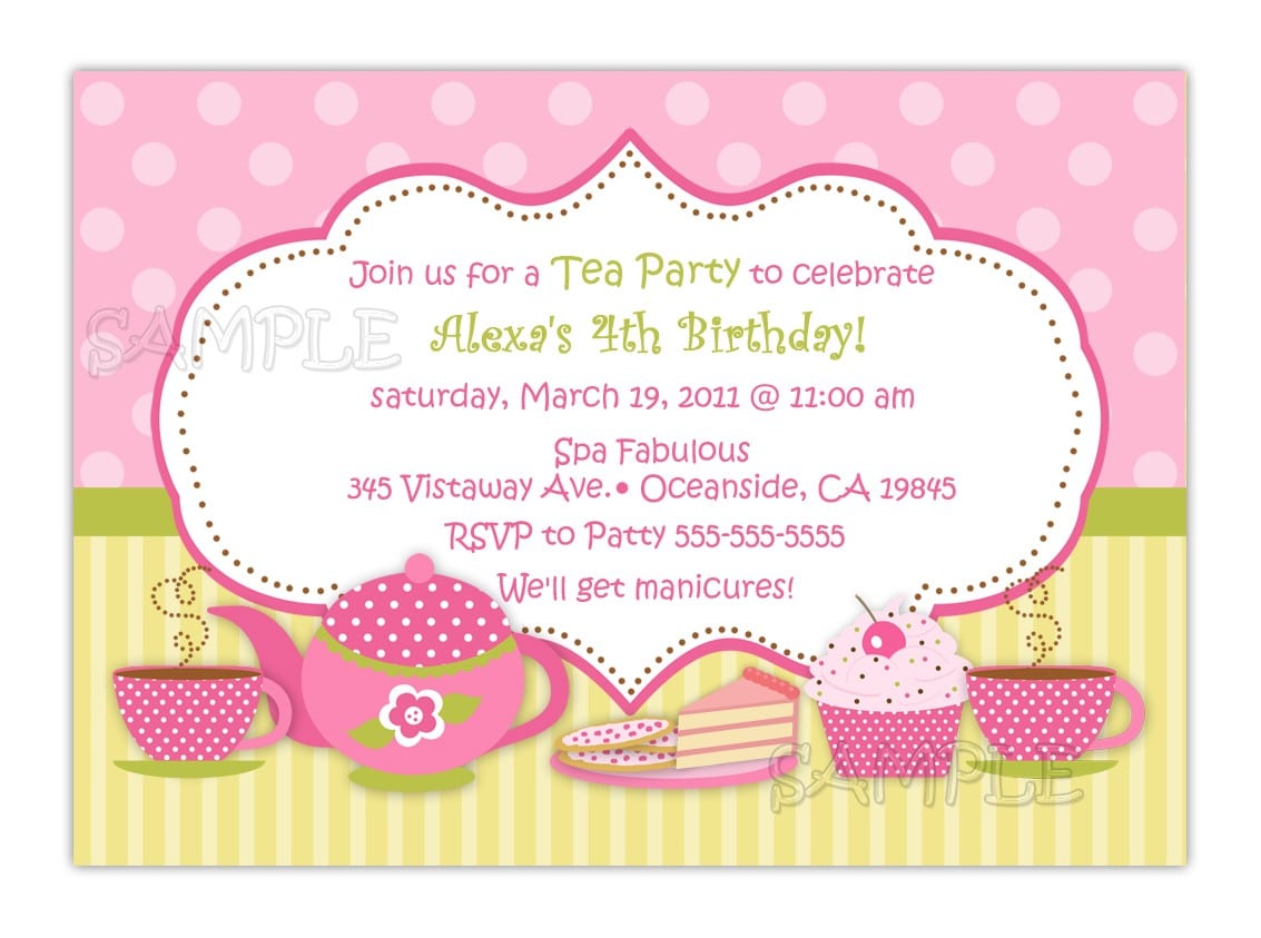 Invitation Wording Tea Party Birthday