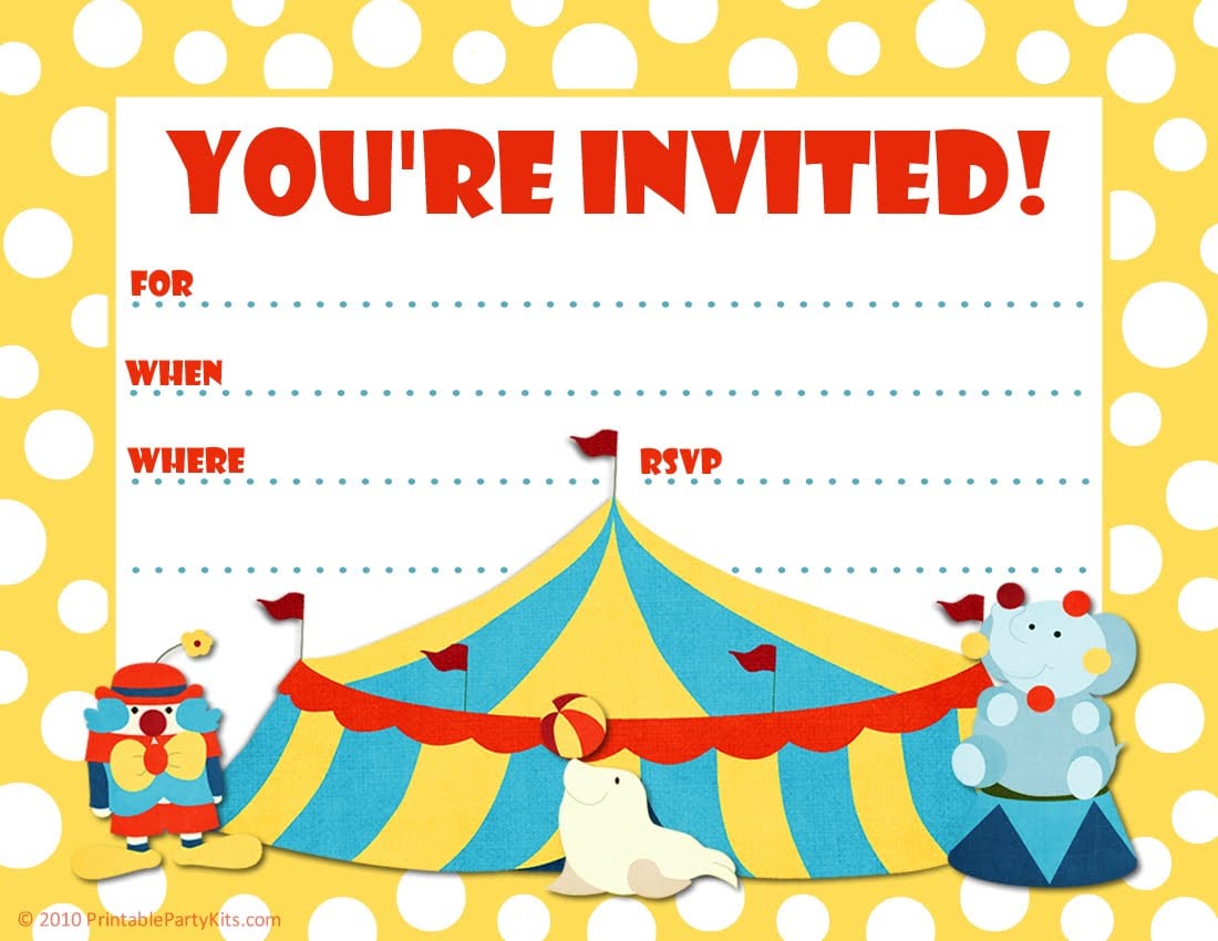 Kids Party Invitation Template Free