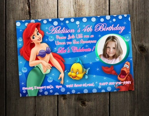 Little Mermaid 1st Birthday Party Invitation