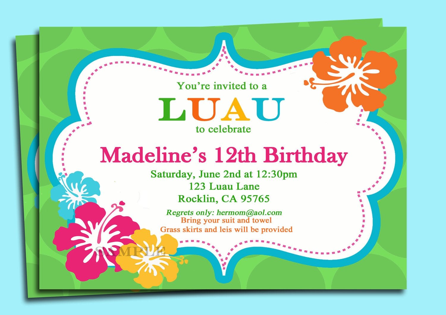 Luau Party Invitation Free Printable