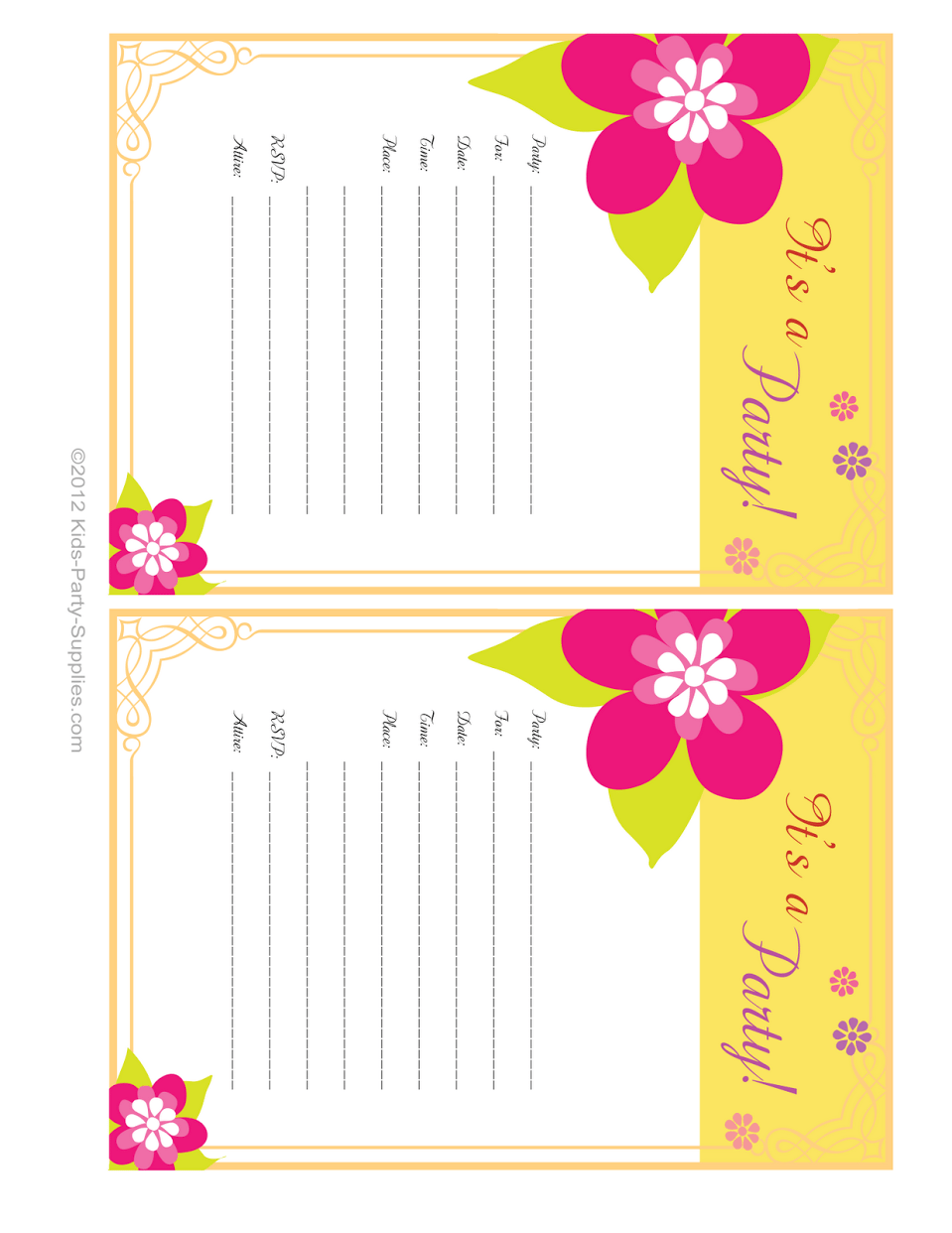 Luau Party Invitations Free Printable