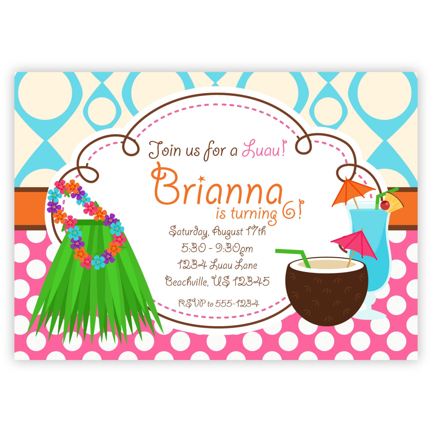 Luau Skirt Invitation Template