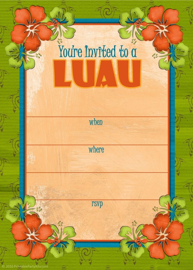 Luau Themed Invitation Template