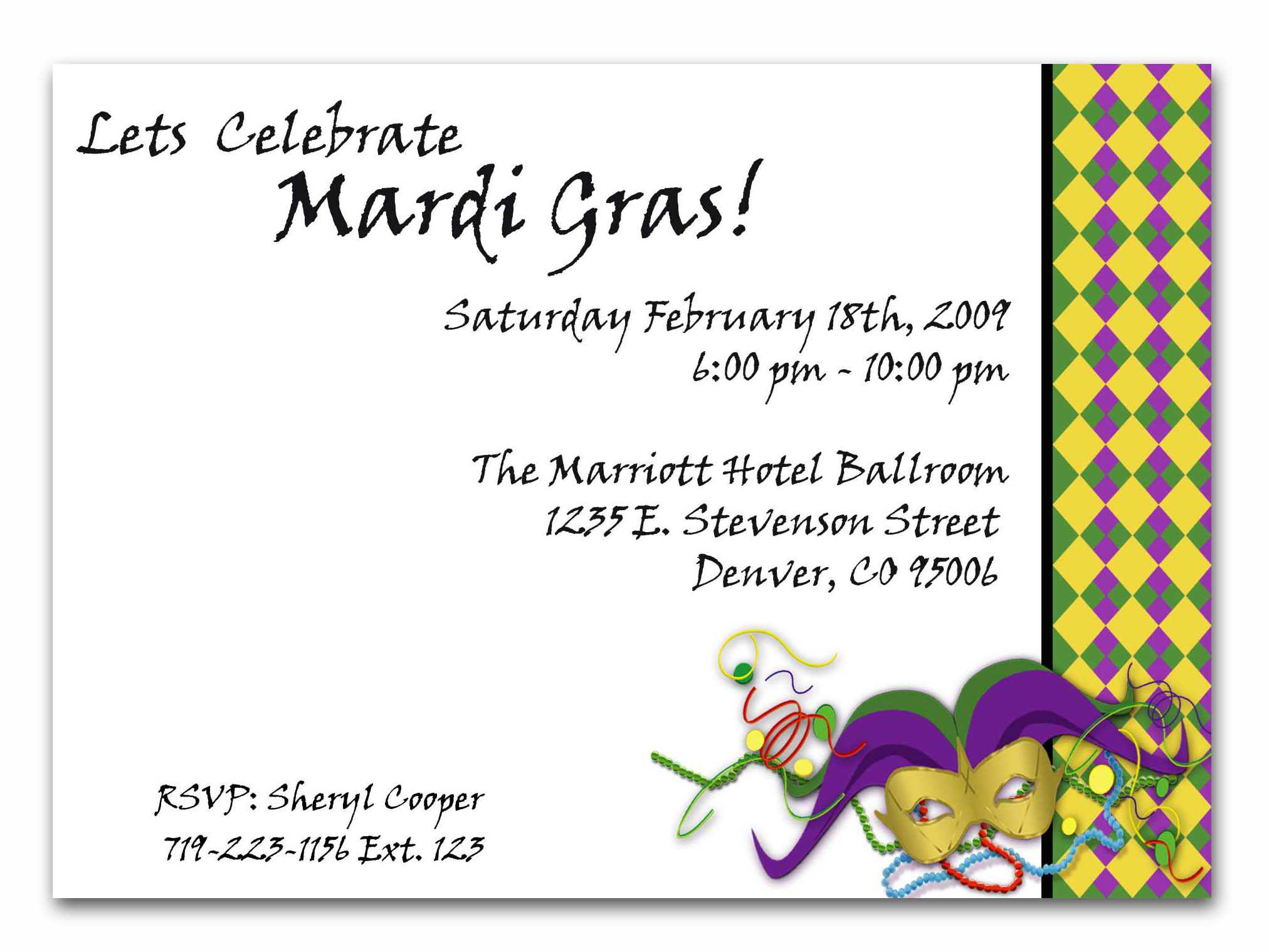 Mardi Gras Invitation Paper