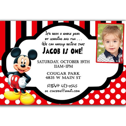 Mickey Mouse Birthday Invitation Sample