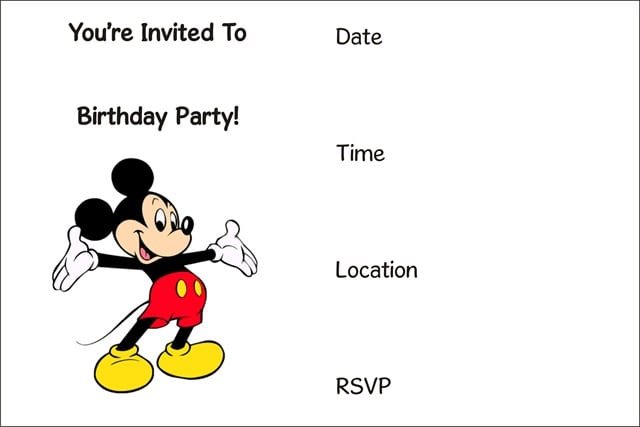 Mickey Mouse Template For Invitation