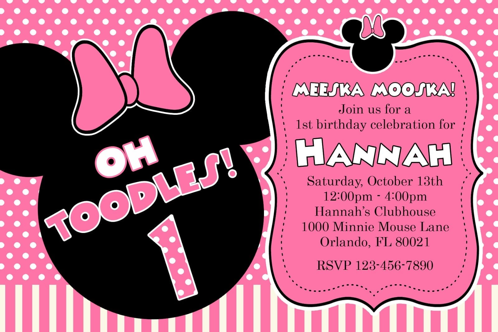 Minnie Mouse Party Invitation Printable