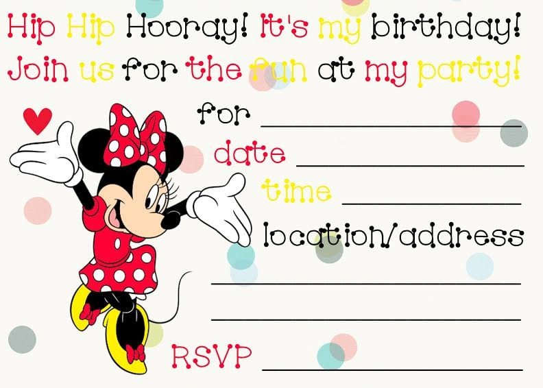Minnie Mouse Party Invitations Printable