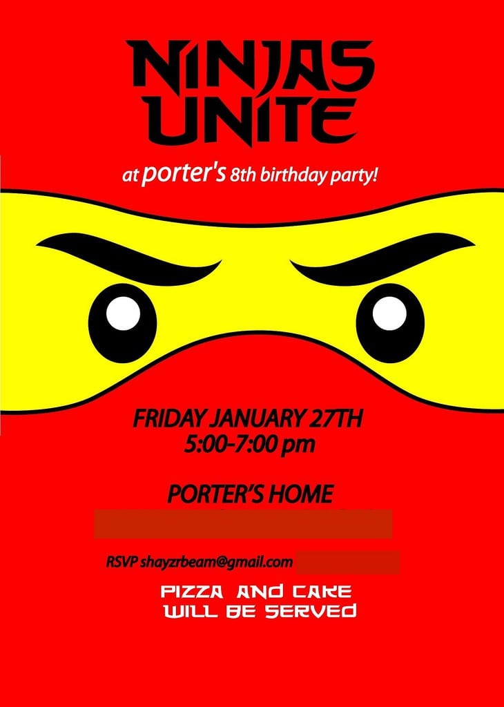 Ninjago Party Invitation Template Free