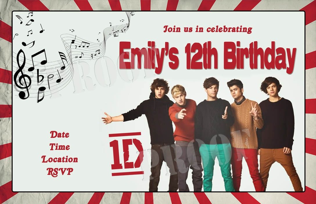 One Direction Birthday Invitation Templates Free