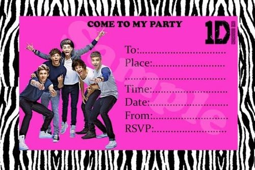 One Direction Birthday Invitations