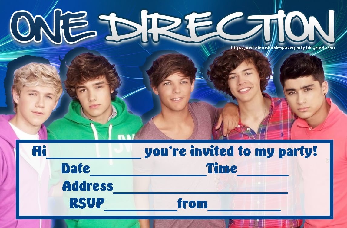 One Direction Invitations Printable Free
