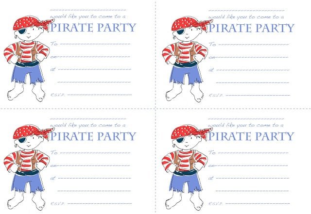 Pirate Birthday Party Invitation Template Free