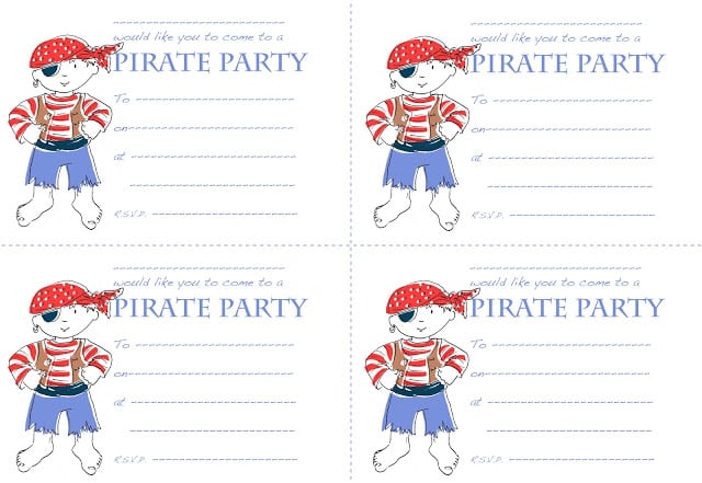 Pirate Birthday Party Invitation Template Free