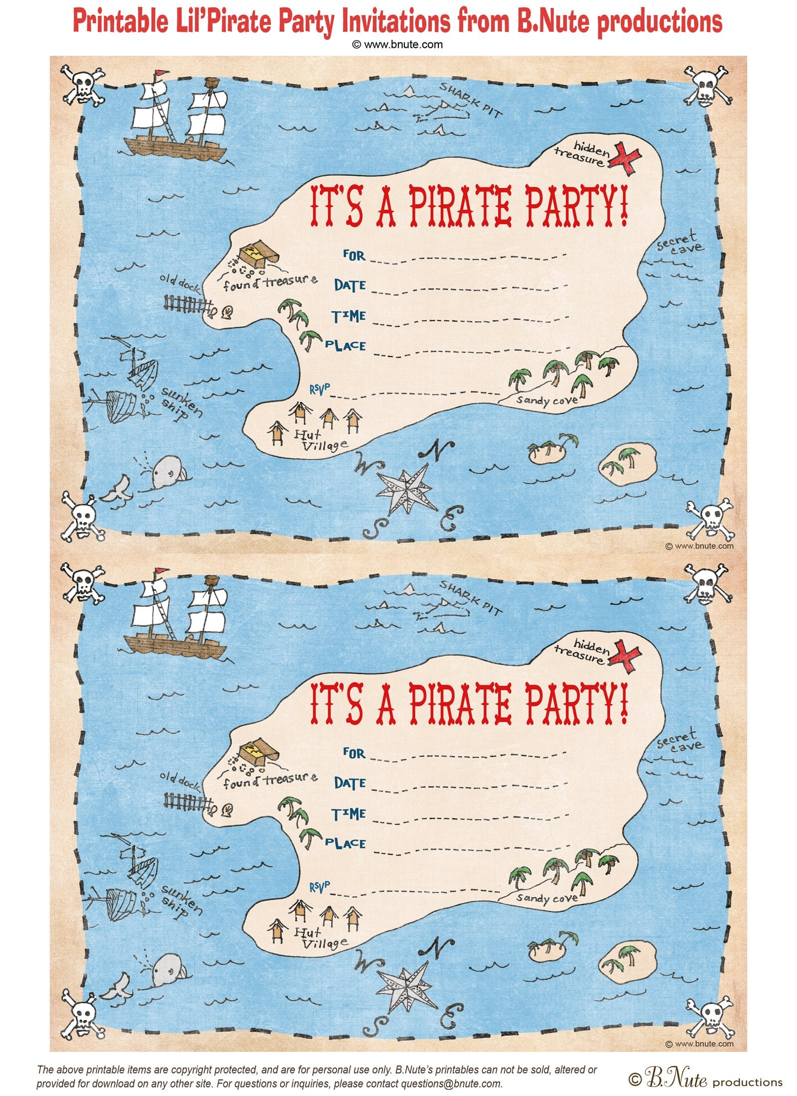 Pirate Invitation Free Printables
