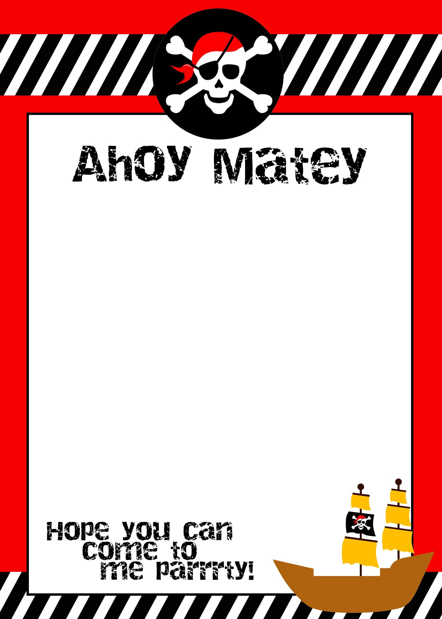 Pirate Party Invitation Free Template