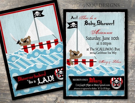 Pirate Themed Baby Shower Invitations