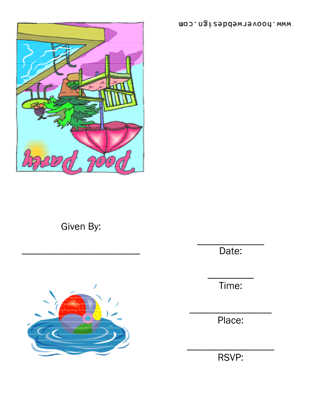 Pool Party Invitation Template Free Printable