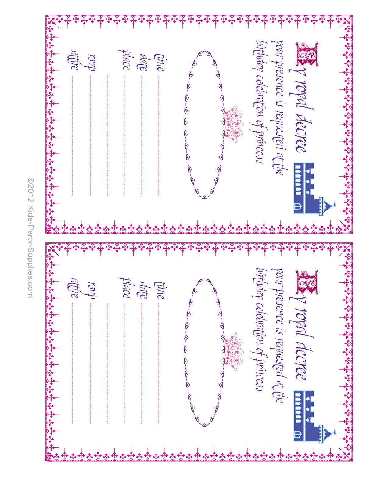 Princess Invitation Free Download
