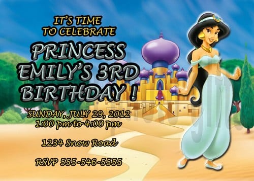 Princess Jasmine Personalized Birthday Invitation