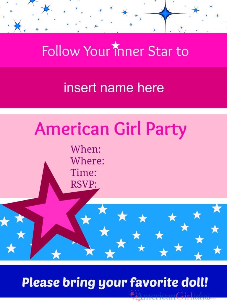 Printable American Girl Invitations