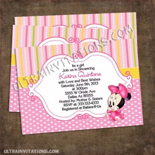 Printable Baby Shower Invitation Of Minnie Mouse