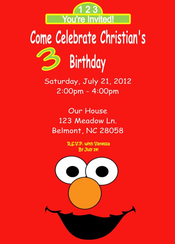 Printable Elmo Invitation