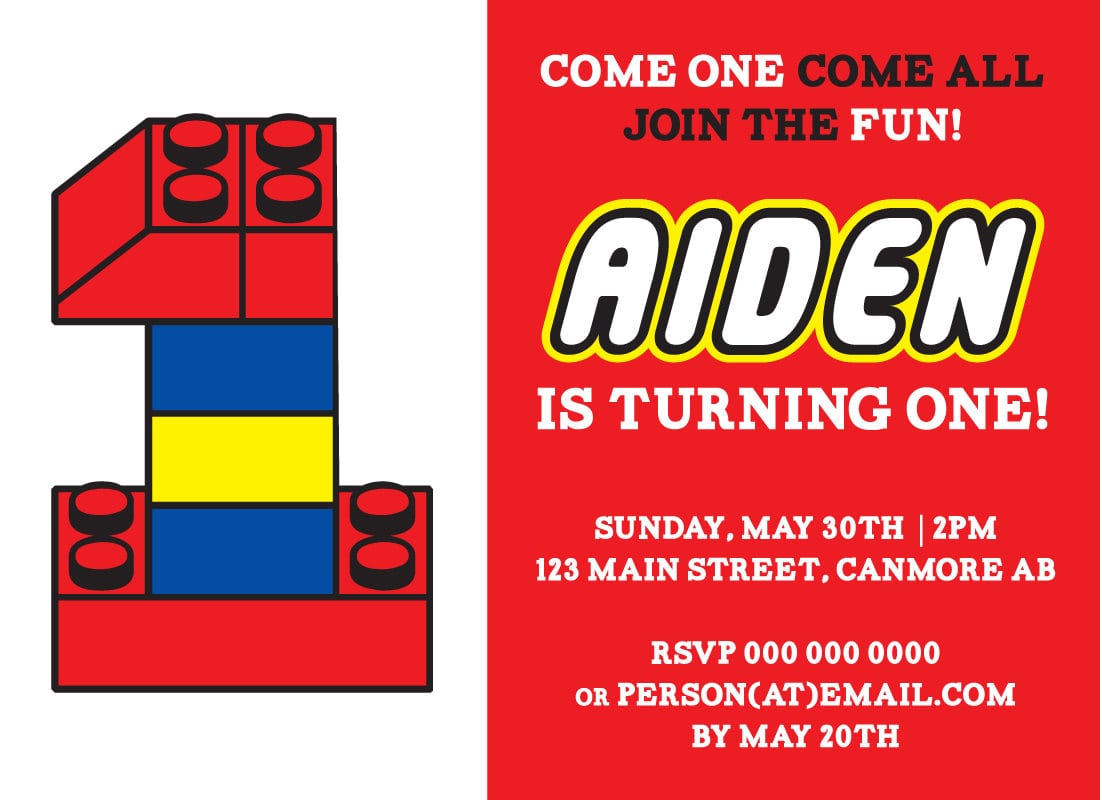 Printable Lego Party Invitations