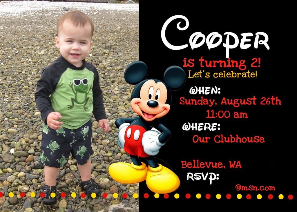 Printable Mickey Mouse Birthday Invitations