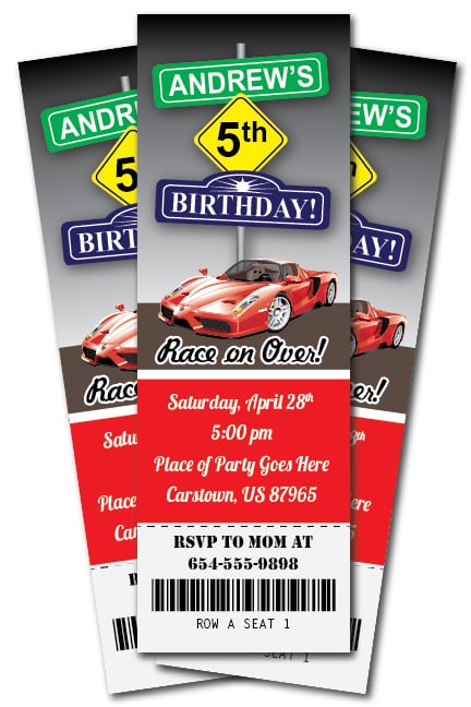 Race Car Party Invitation Templates