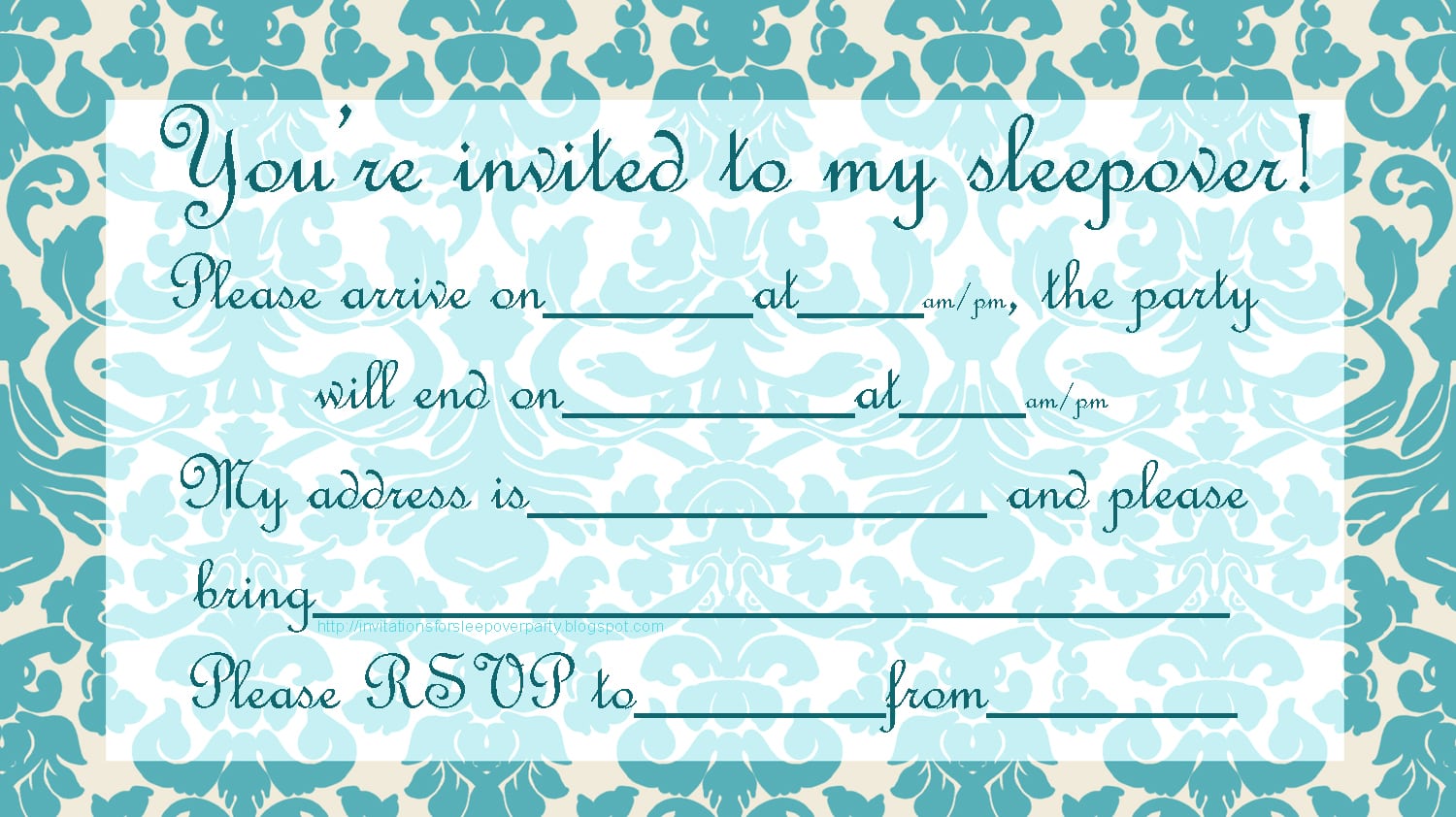 Sleepover Party Invitations