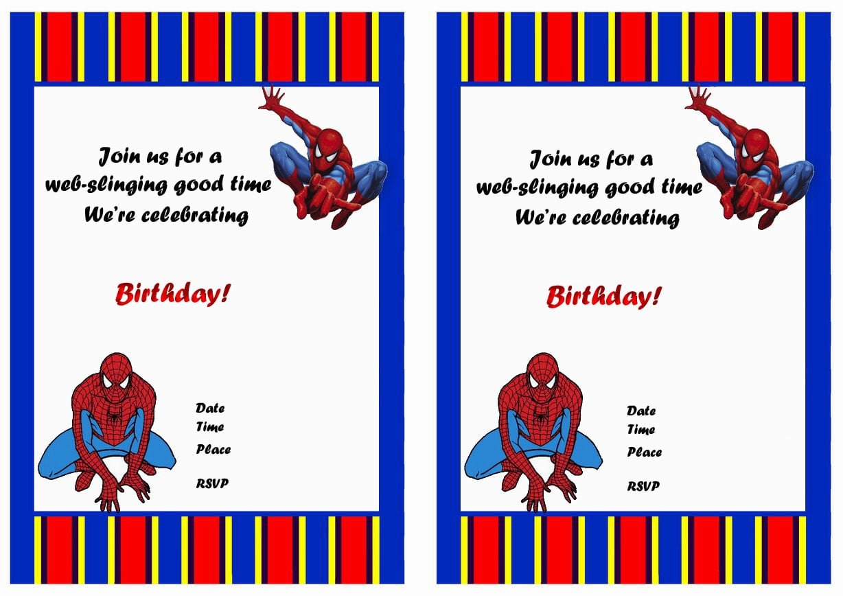 Spiderman Birthday Party Invitation Printable