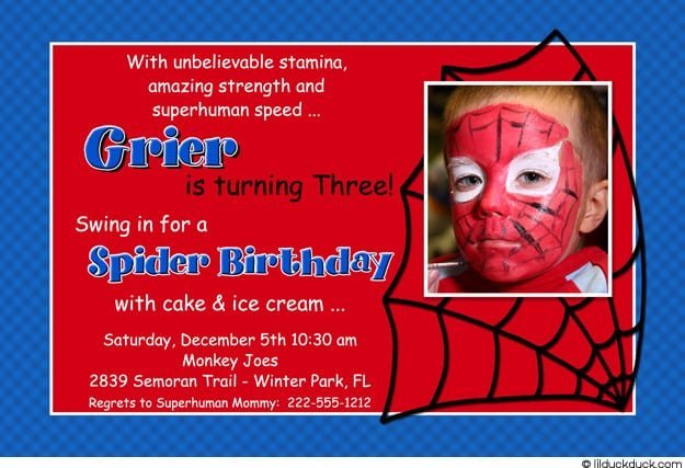 Spiderman Birthday Party Invitation Wording