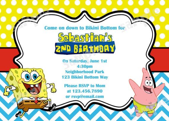 Spongebob Birthday Party Invitations