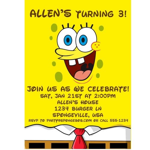 Spongebob Party Invitations