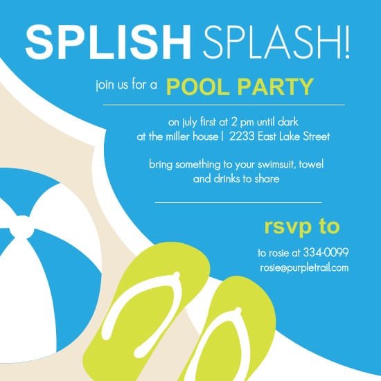 Swimming Party Invitation Template Free