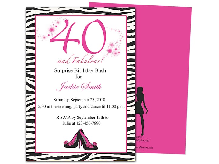Template For 40 Th Birthday Invitation