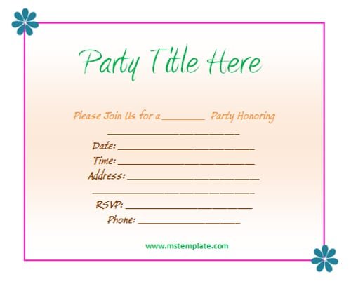 Template Party Invitation Word