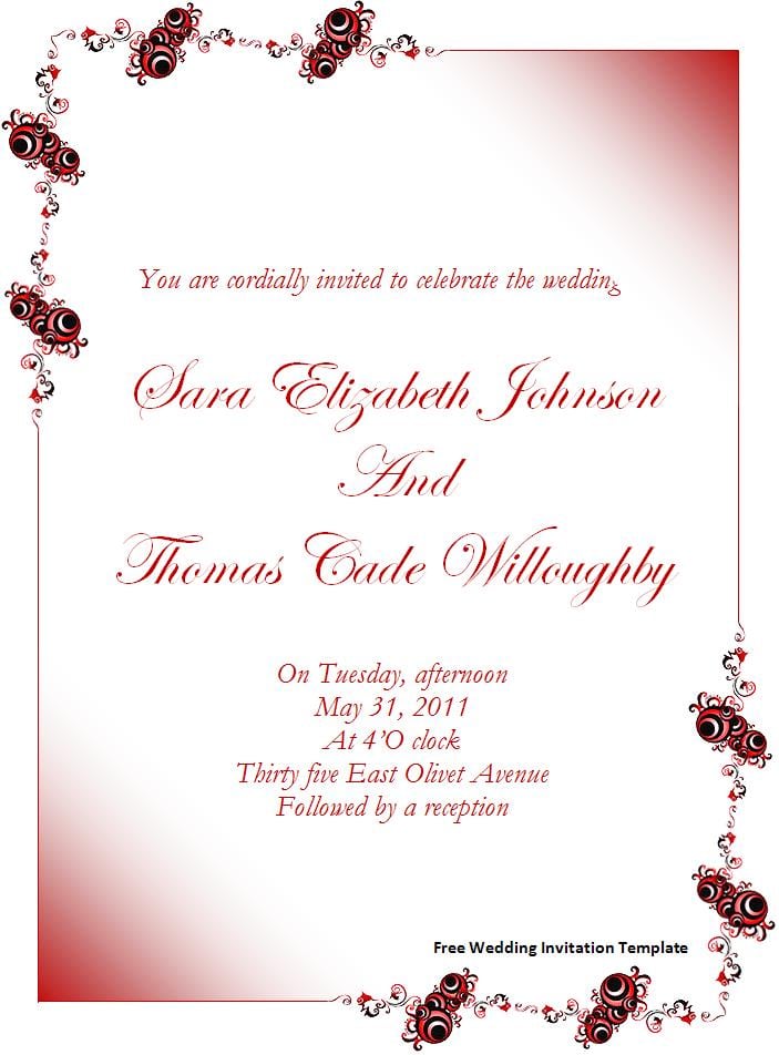 Wedding Invitation Free Templates For Word