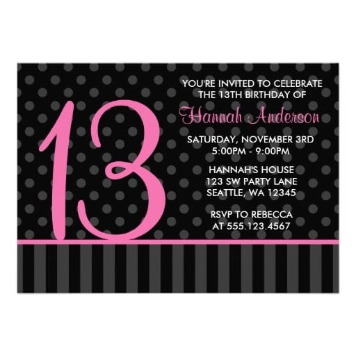 13th Birthday Invitation