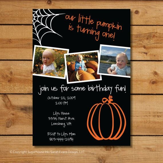 1st Birthday Halloween Invitations